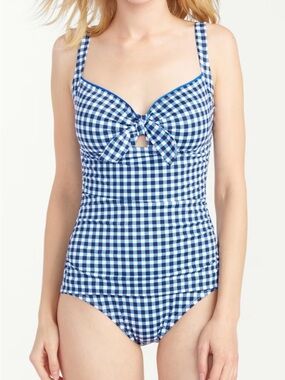 Tommy Bahama Blue Gingham One-Piece with Front Bow